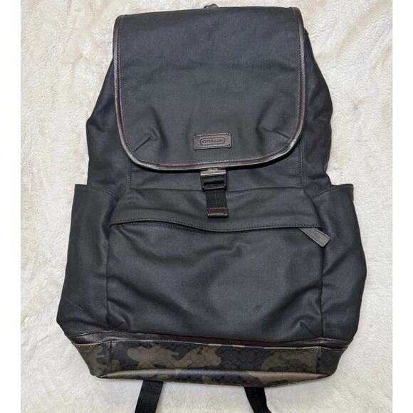 COACH Backpack Bag Black Camouflage F70822 Very Light Use Fast Shipping - Picture 6 of 11